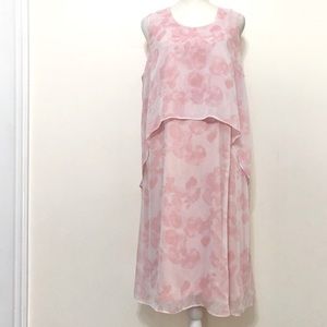 NWOT H by Halston Pink Floral Chiffon Sleeveless Dress